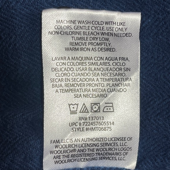 Woolrich Mens Long Sleeve Button Up Shirt Blue Chambray Cotton XXL - Picture 5 of 7